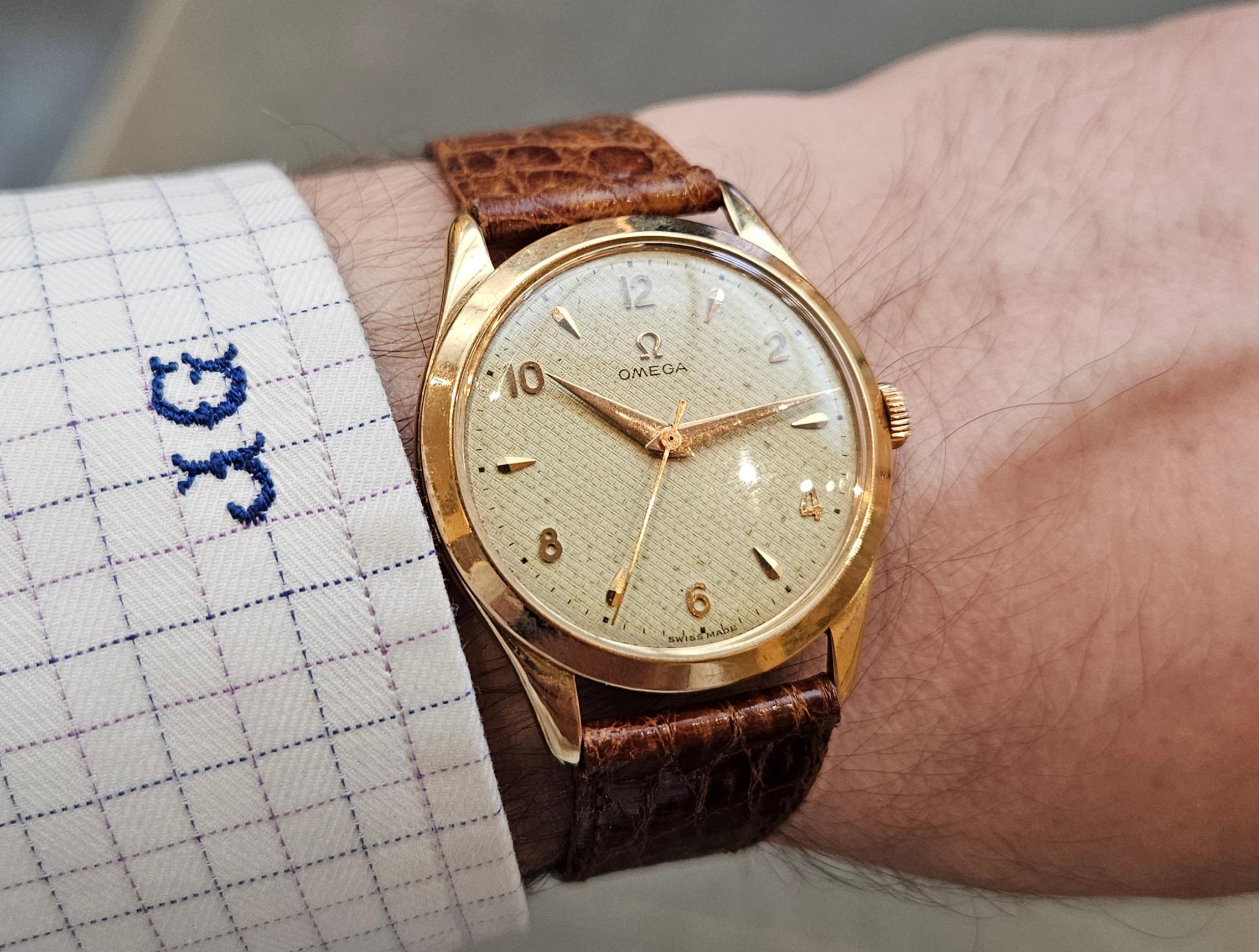 18 kt. Pink Gold Omega Honeycomb Ref 2624, Manual Winding For Sale 10