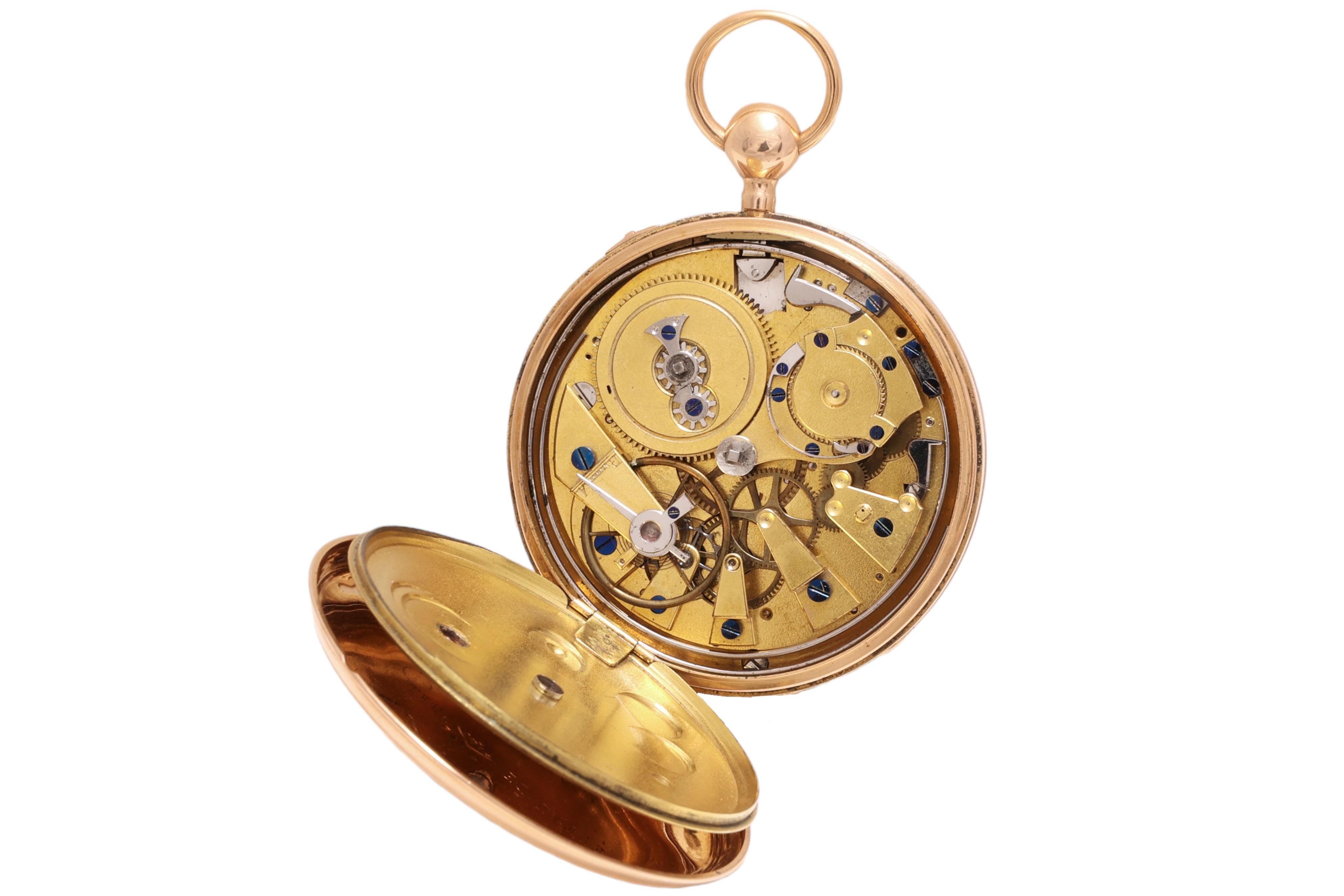 18 kt. Pink Gold Pocket Watch Michelez student Breguet Paris, Quarter Repetition For Sale 1