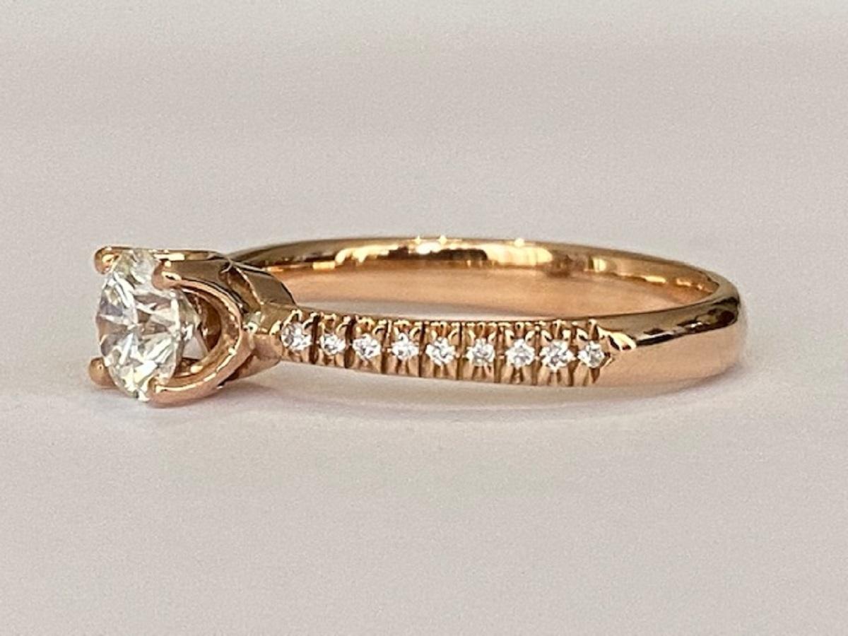 ALGT Certified 18 kt. Pink gold - Ring - 0.50 ct Diamond and side diamonds In New Condition For Sale In AMSTERDAM, NL