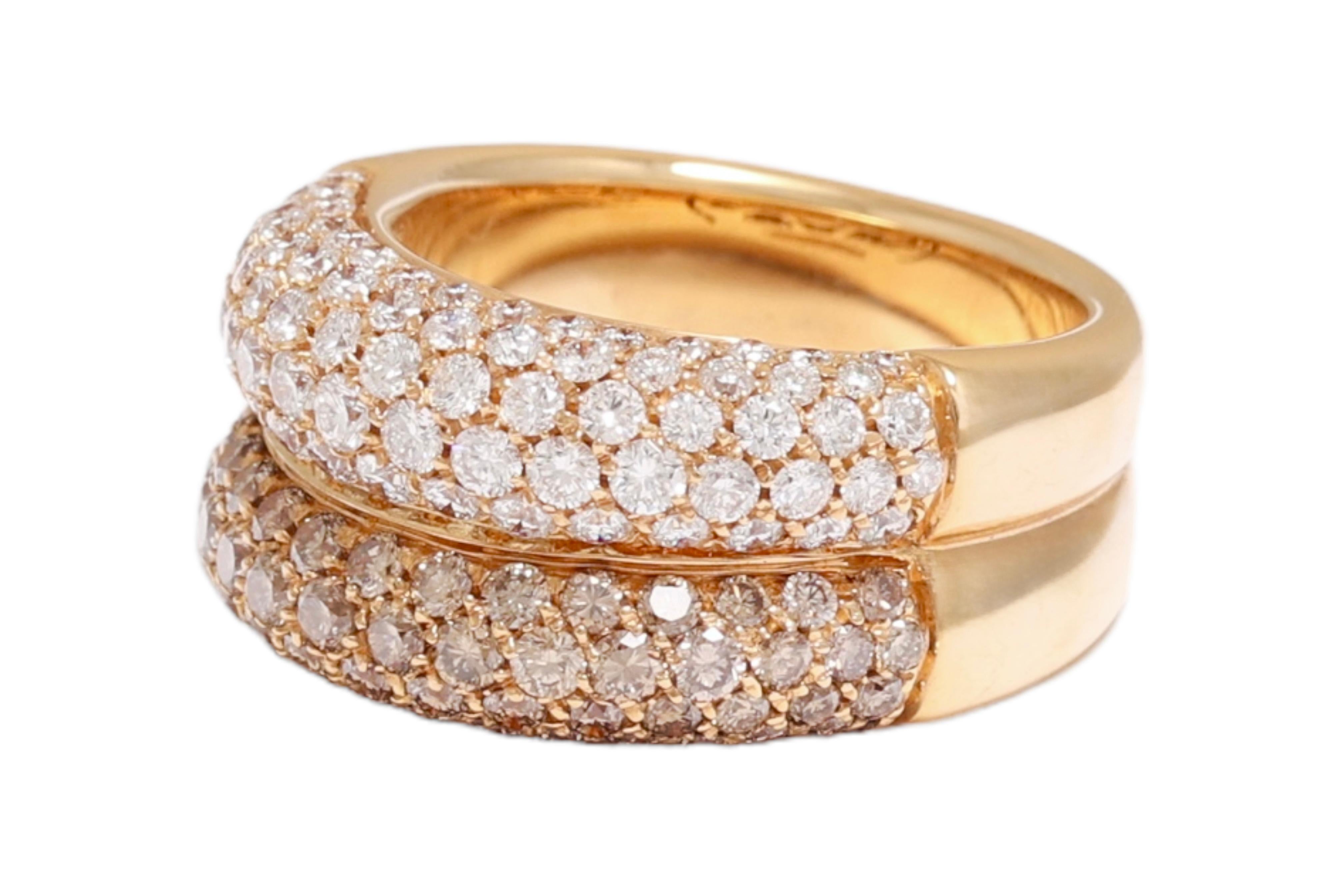Gorgeous 18 kt. Pink Gold Ring with 2.79 ct. White & Cognac Diamonds

Diamonds: White and cognac brilliant cut diamonds (together approx. 2,79 ct. ) 

Material: 18 kt. pink gold

Ring size: 54.4 EU / 7 US ( ring size can be changed for free )