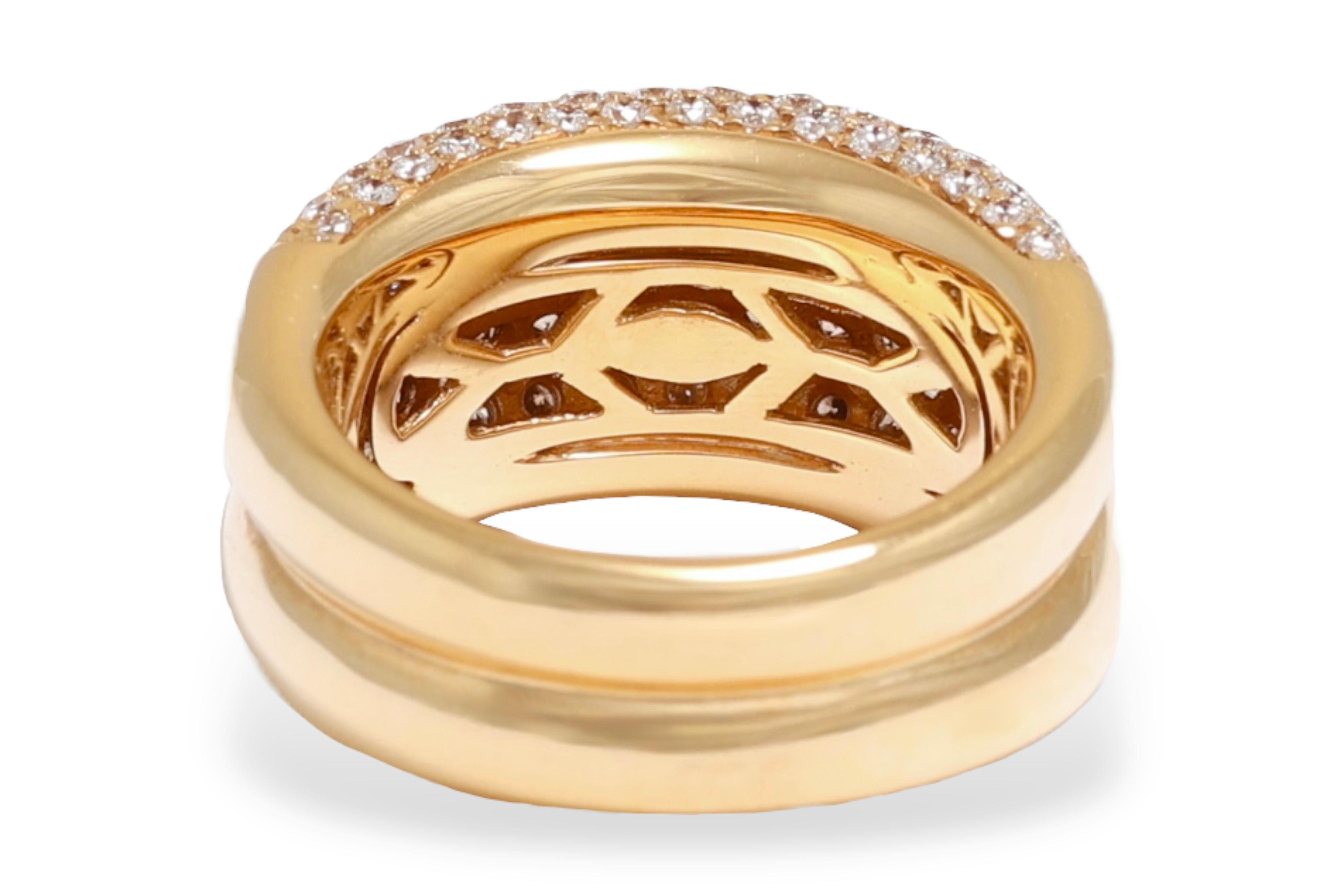 18 kt. Pink Gold Ring with 2.79 ct. White & Cognac Diamonds In New Condition For Sale In Antwerp, BE