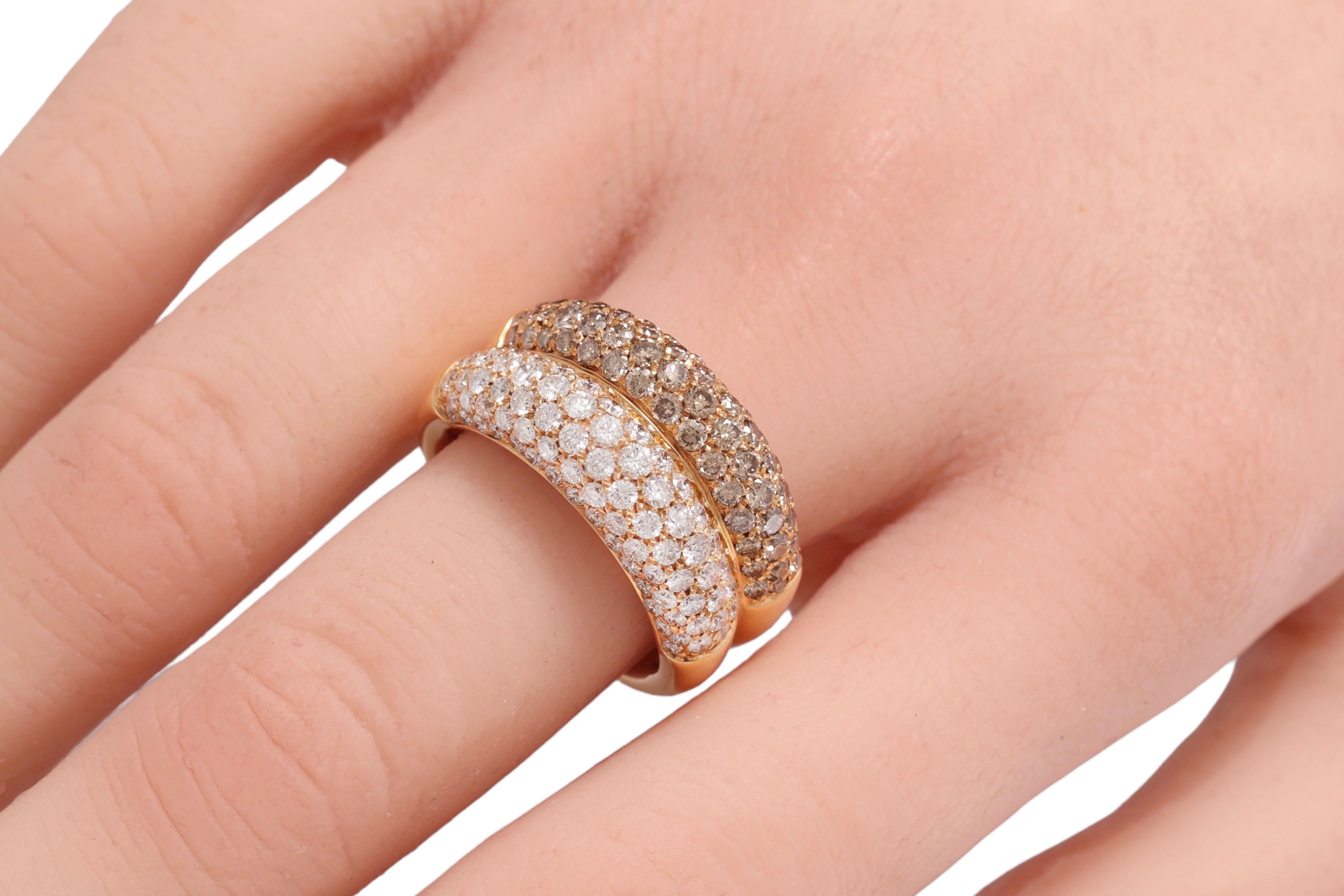 18 kt. Pink Gold Ring with 2.79 ct. White & Cognac Diamonds For Sale 2