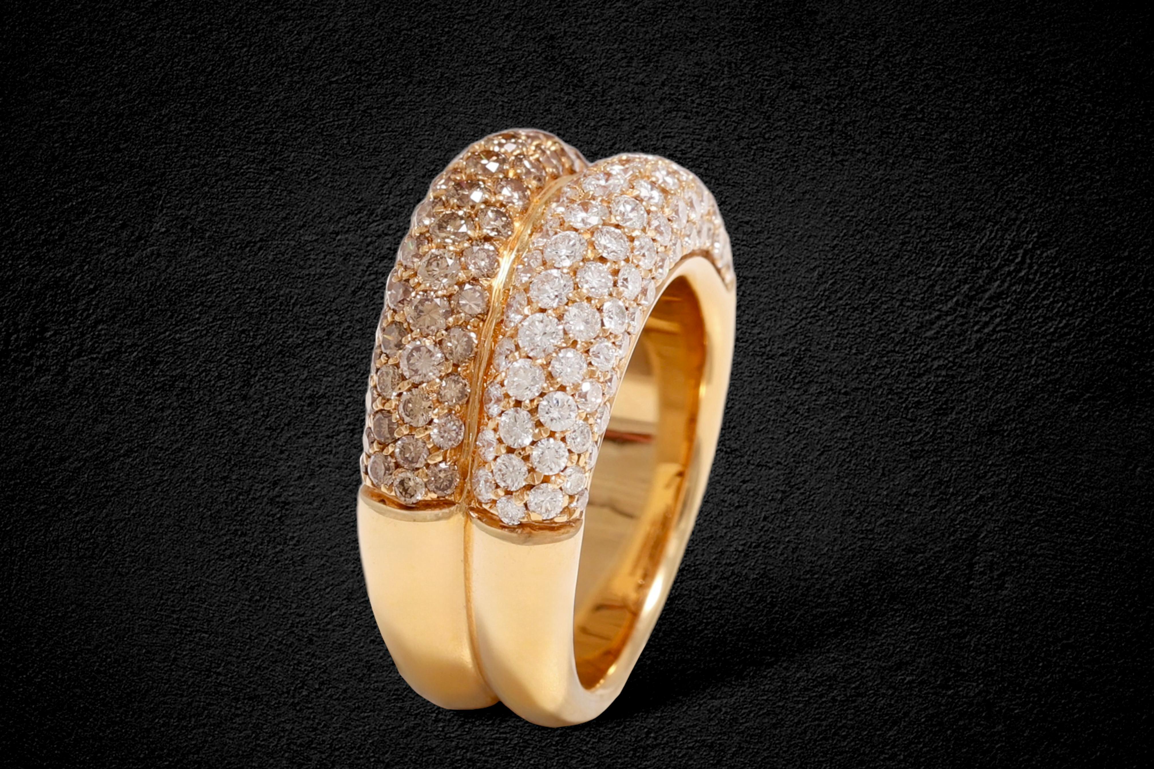 18 kt. Pink Gold Ring with 2.79 ct. White & Cognac Diamonds For Sale 3
