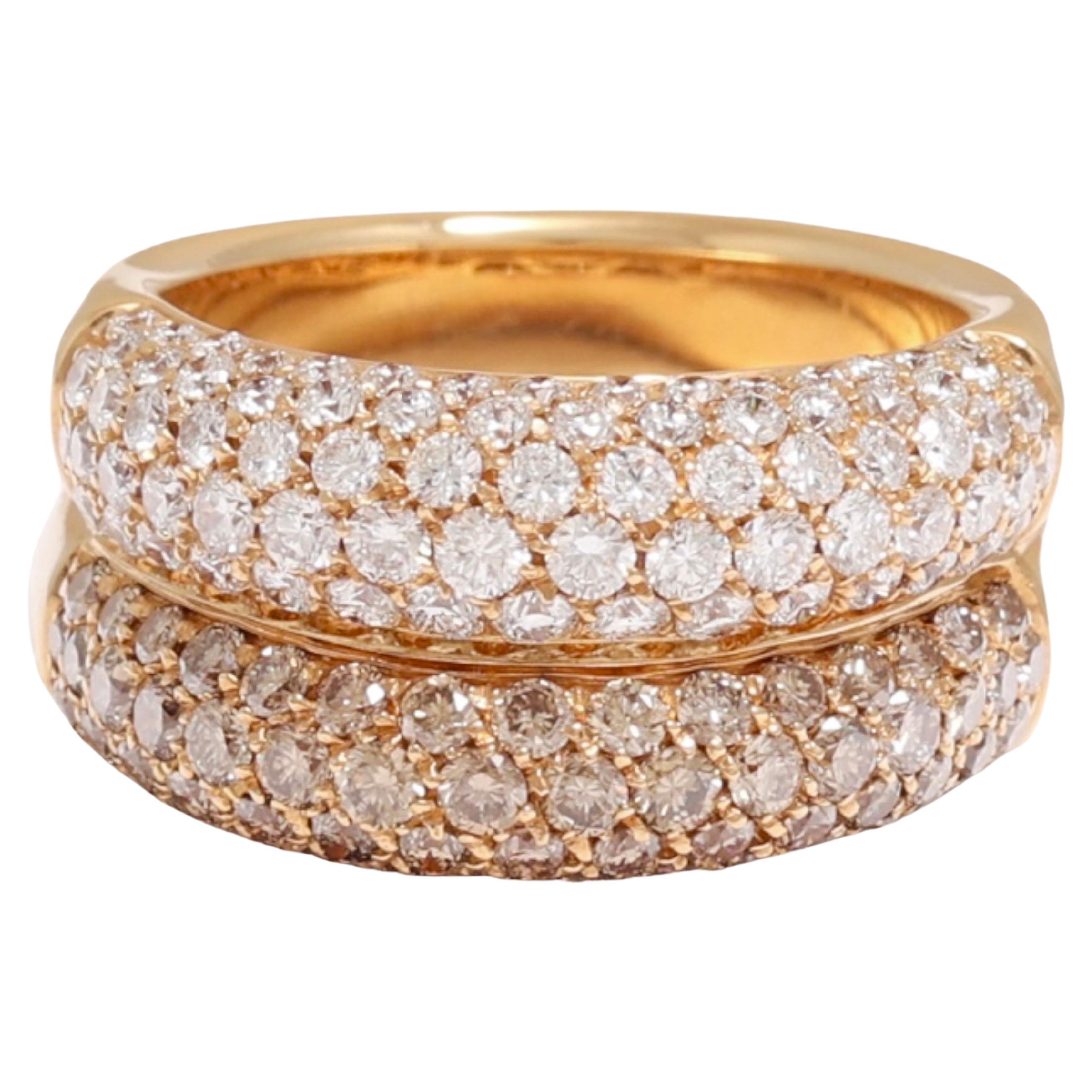 18 kt. Pink Gold Ring with 2.79 ct. White & Cognac Diamonds
