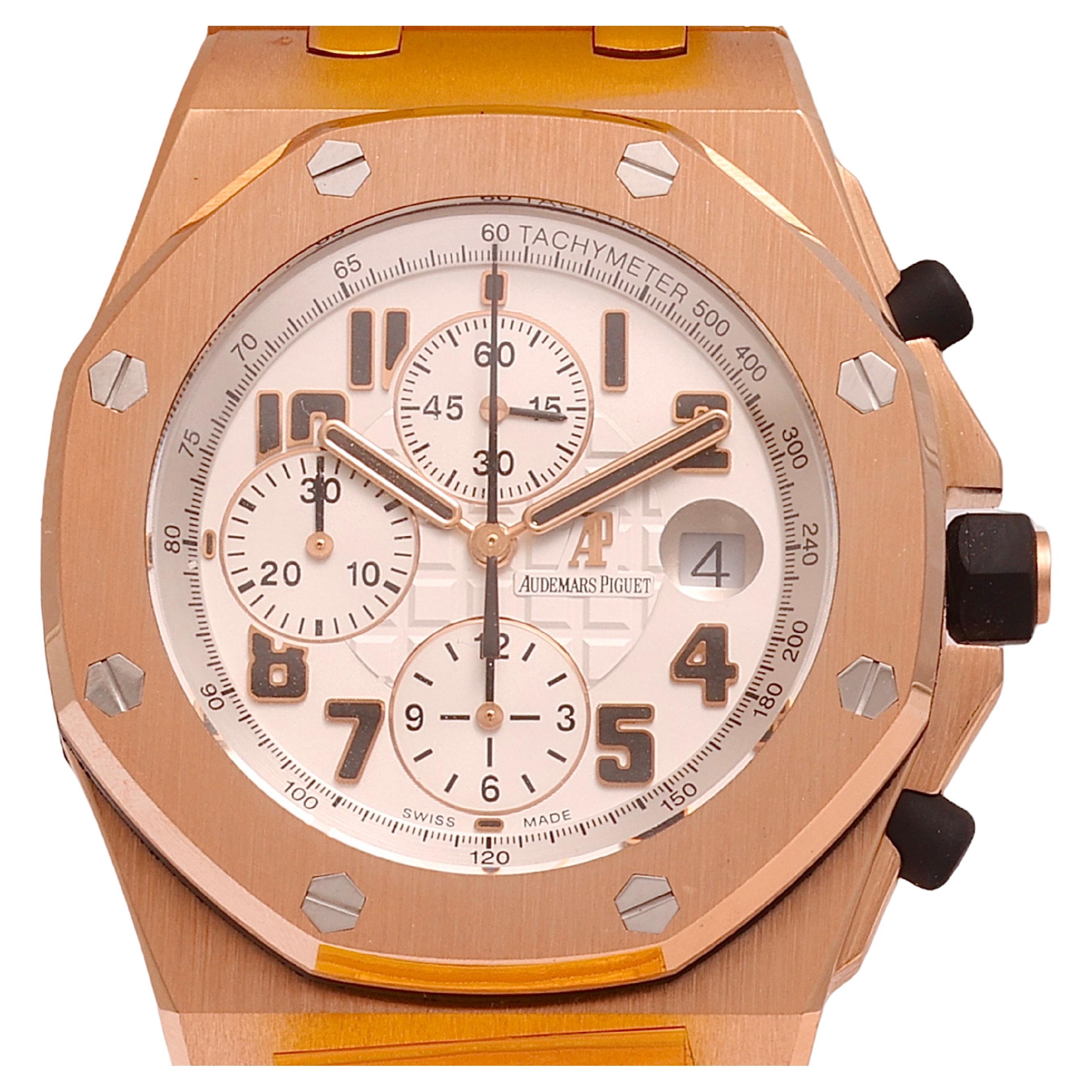 18 Kt Pink/Rose Gold Audemars Piguet Off Shore Chronograph, Extract/Box/Revision For Sale