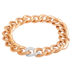 18 kt. Bracciale a catena in oro rosa e bianco, con 1 maglia incastonata di diamanti da 0,96 ct.