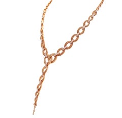 18 kt. Pink & White Gold SET Necklace & Earrings Cognac & White 9.44 Ct Diamonds