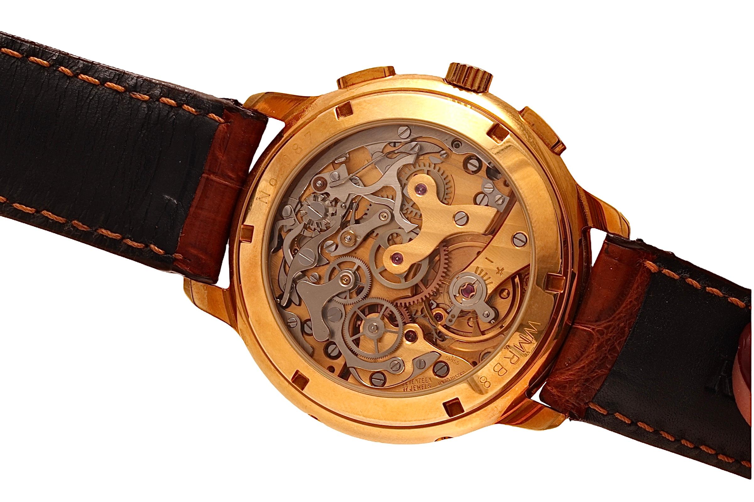 Montre-bracelet de collection 18 carats Rainer Brand Triple Date Moonphase chronographe  en vente 3