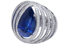 18 Kt Ring with 6 Ct No Heat Burmese Sapphire & Diamonds
