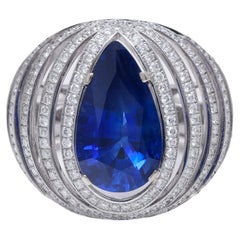 18 Kt Ring with 6 Ct No Heat Burmese Sapphire & Diamonds