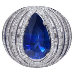 Bague en or 18 carats avec saphir birman de 6 carats, sans chaleur et diamants