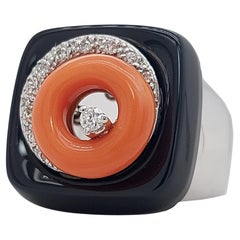 18 Kt Ring mit Diamanten & Onyx