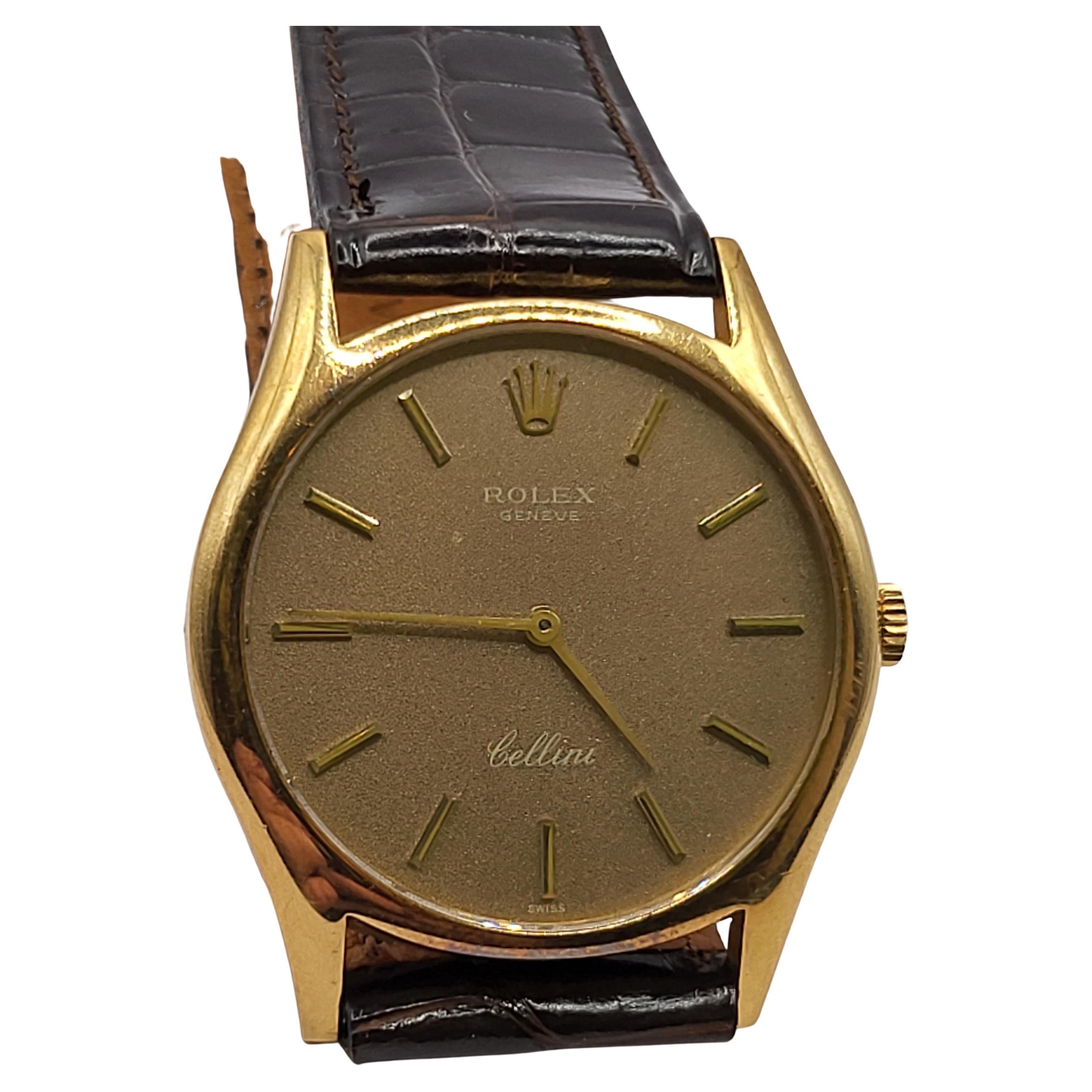 18 Kt. Rolex Cellini Wrist Watch Ref 3904 Mechanical Manual Cal.1600 Collectors For Sale