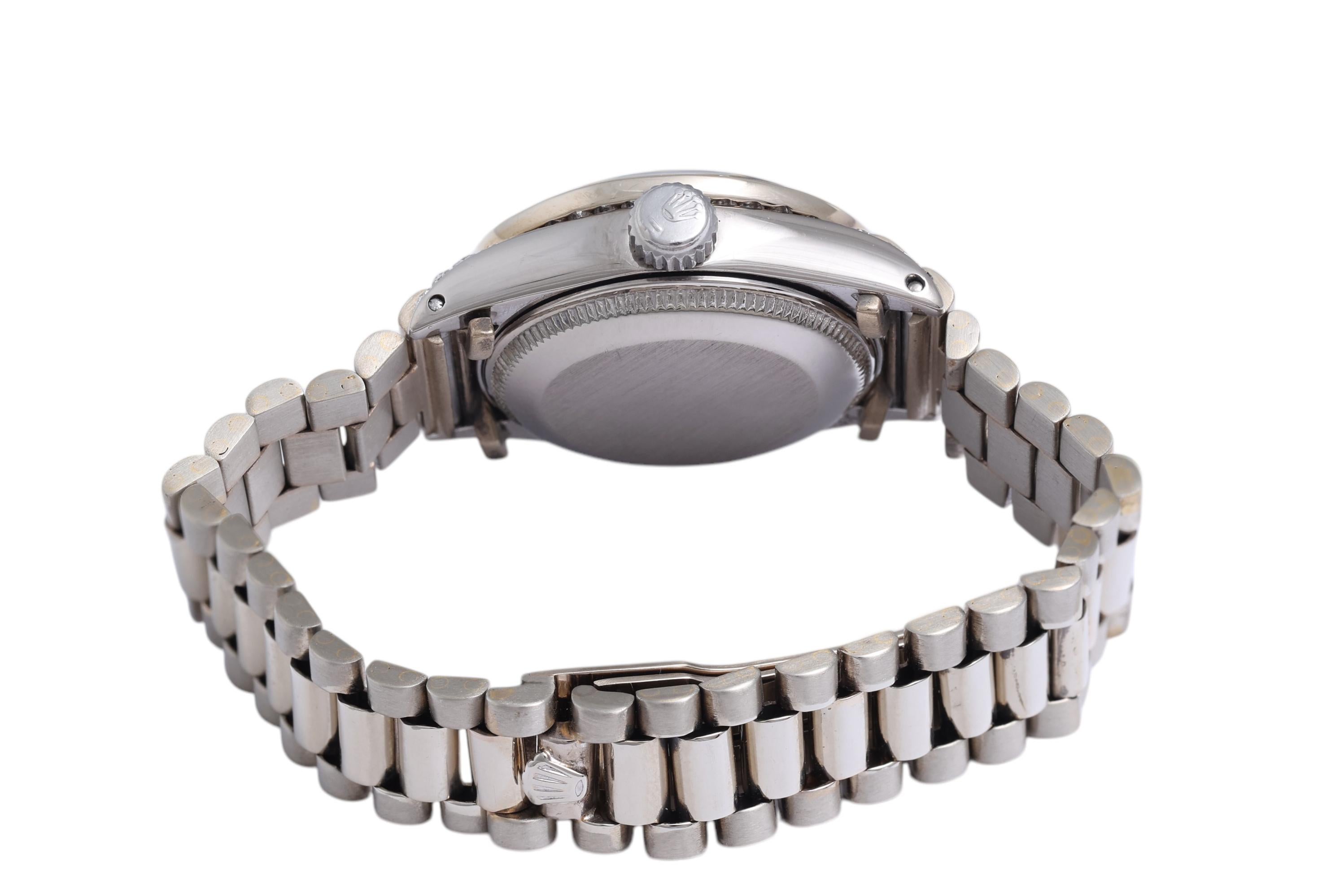 Rolex Lady President in oro bianco 18 Kt con quadrante e lunetta di diamanti in vendita 6