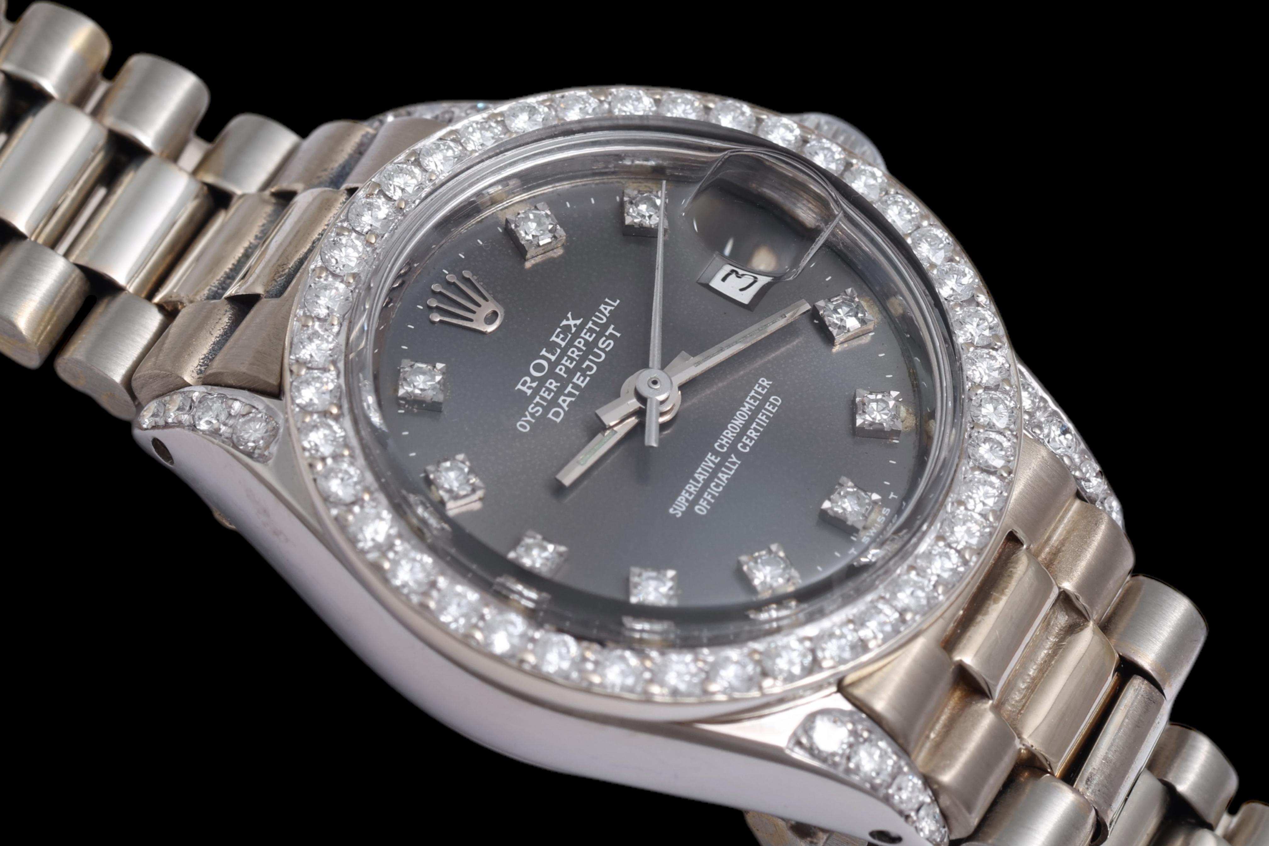 Rolex Lady President in oro bianco 18 Kt con quadrante e lunetta di diamanti In condizioni ottime in vendita a Antwerp, BE