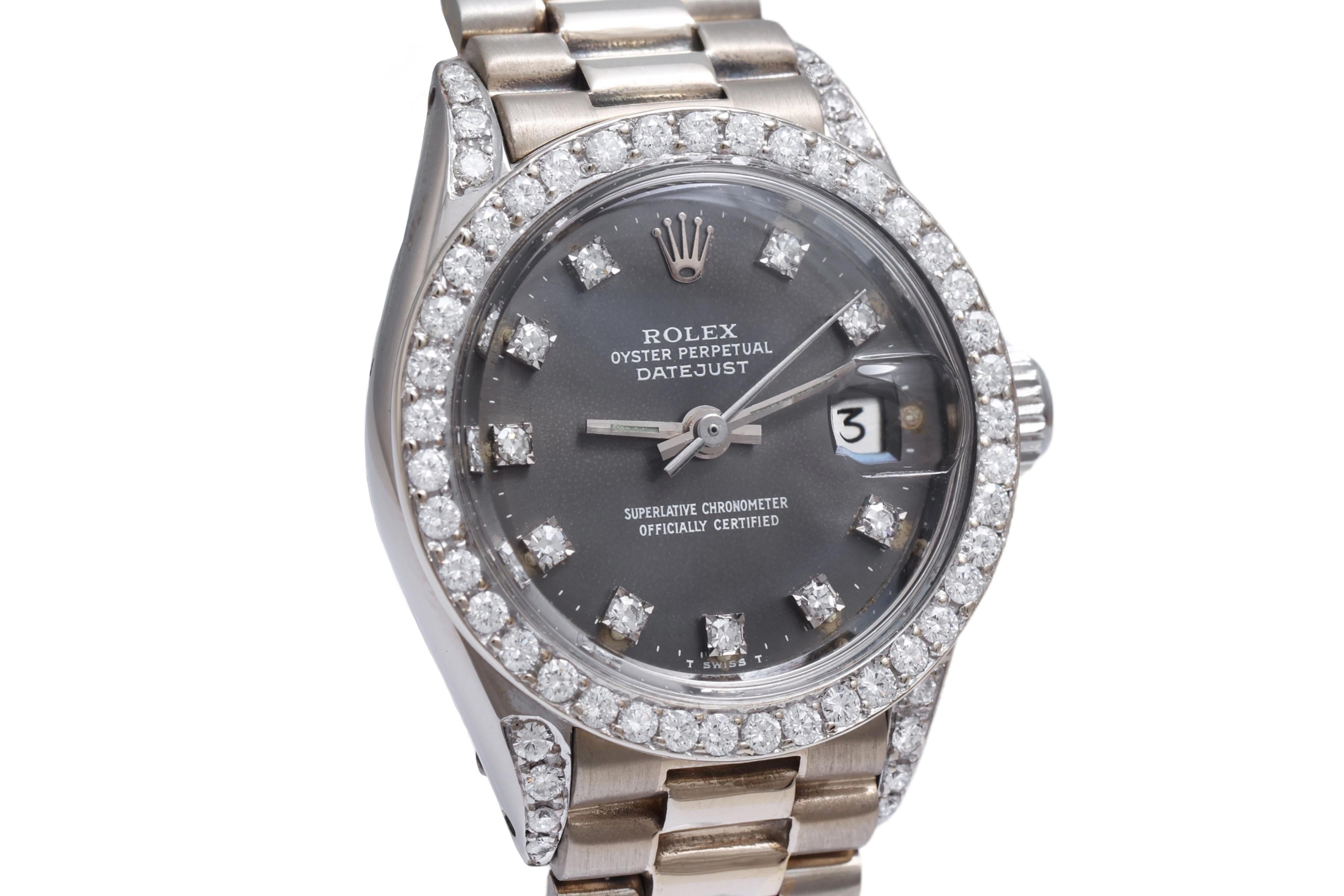da uomo o donna Rolex Lady President in oro bianco 18 Kt con quadrante e lunetta di diamanti in vendita