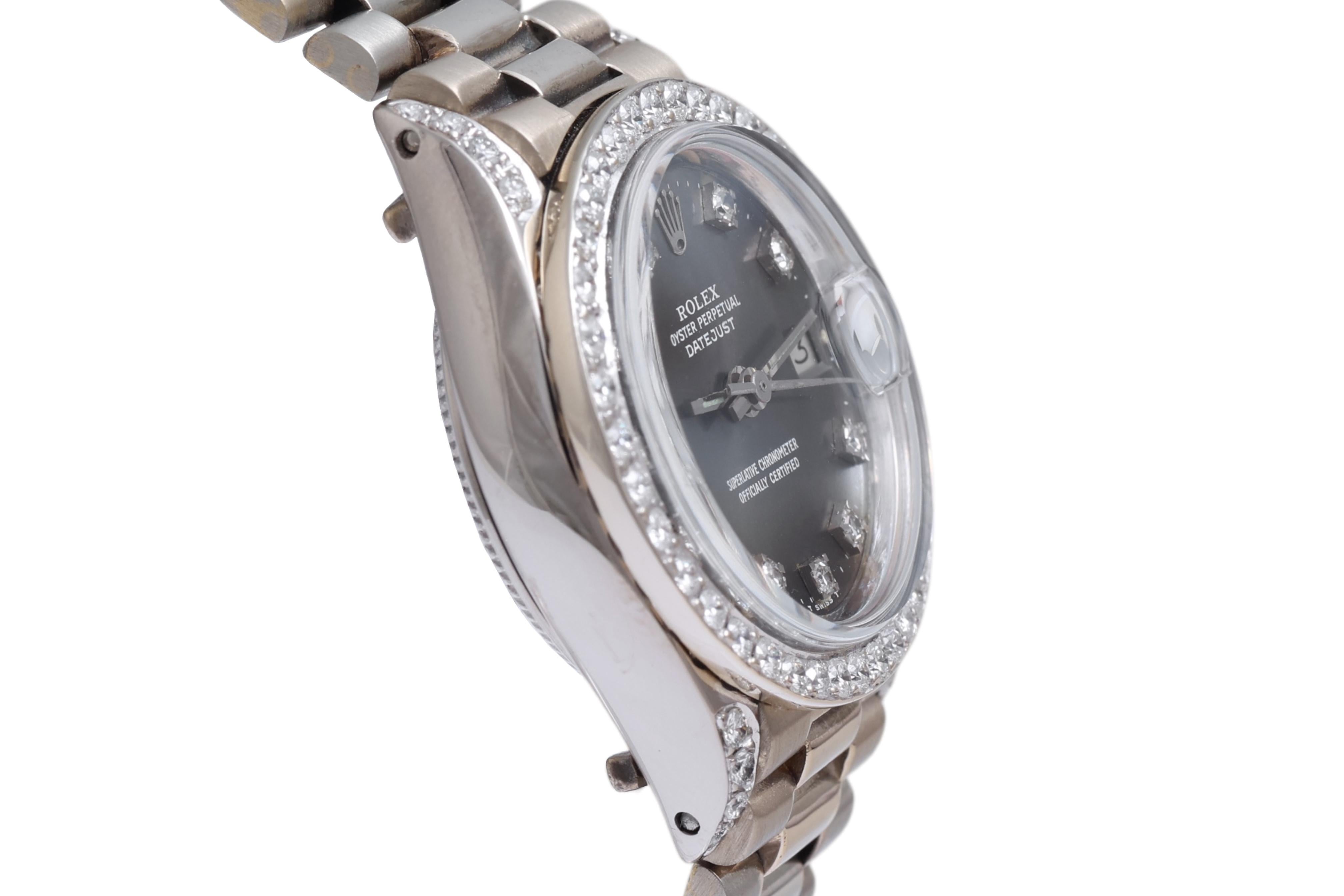 Rolex Lady President in oro bianco 18 Kt con quadrante e lunetta di diamanti in vendita 2