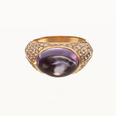 Cocktailring aus 18-Karat-Roségold mit Amethyst und Diamanten, um 1980