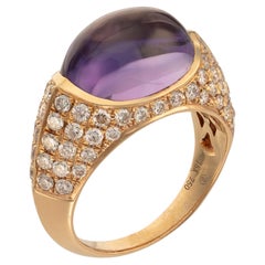 Bague de cocktail en or rose 18 carats, sertie d'améthyste et de diamants, vers 1980