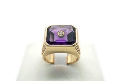 18 Kt Rose Gold, Diamonds and Amethyst Chevalier Ring
