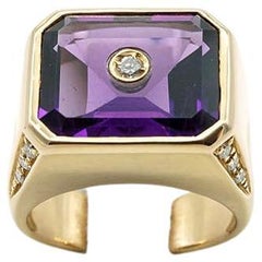 18 Kt Rose Gold, Diamonds and Amethyst Chevalier Ring
