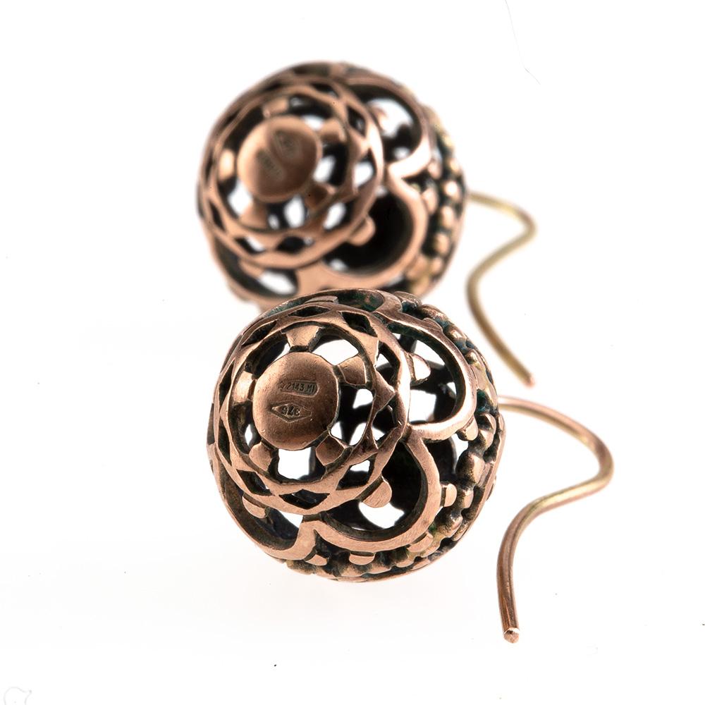 Artisan 18 Karat Rose Gold Earrings For Sale