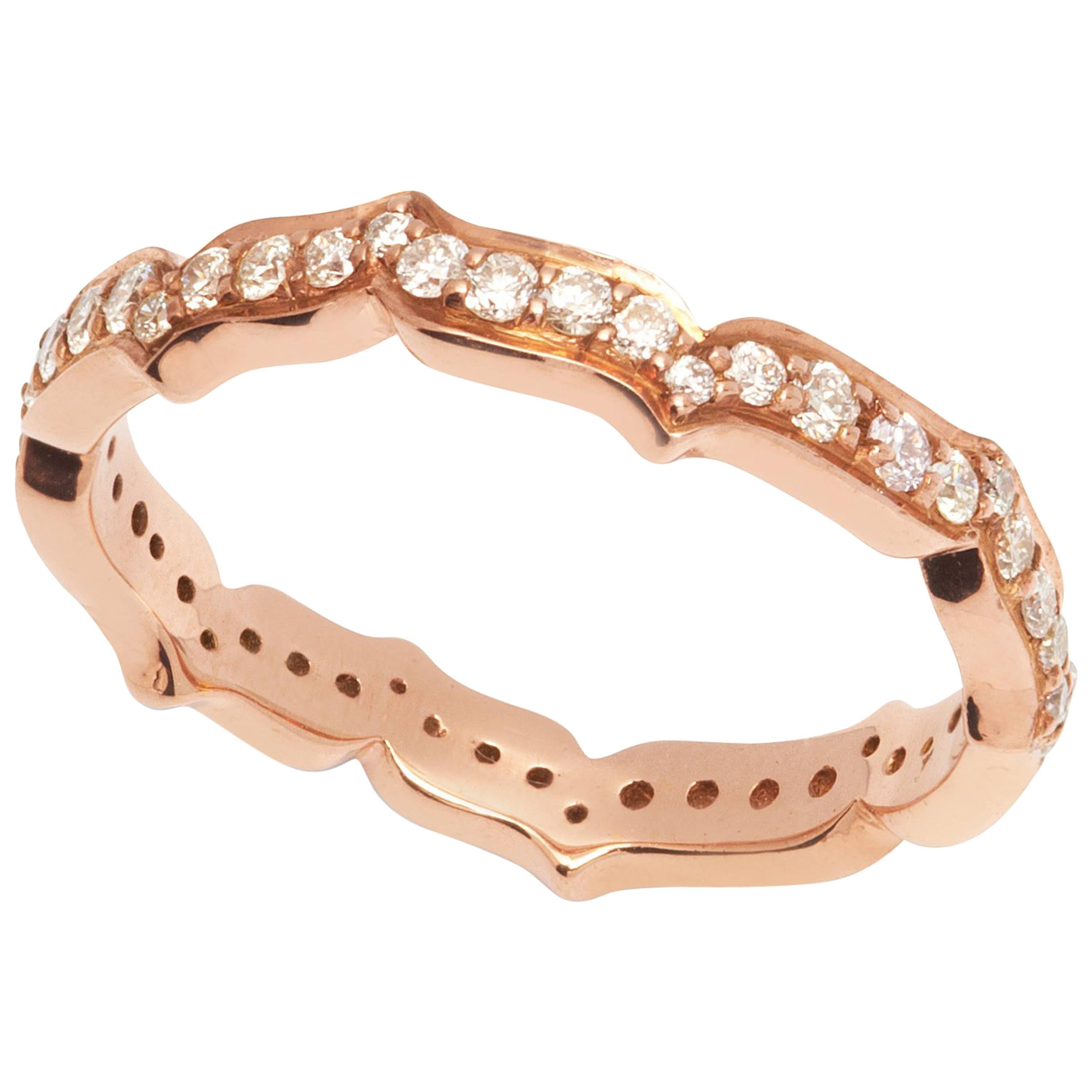 18 Kt Rose Gold Eternity Ring Set with 0.56 Carat White Diamonds For Sale