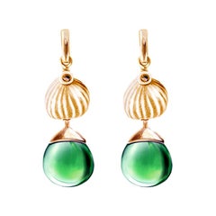 Boucles d'oreilles cocktail Figue en or rose 18 carats avec quartz vert par l'artiste