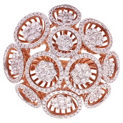18 kt. Forma di fiore in oro rosa  Anello con 2,6 ct. Diamanti