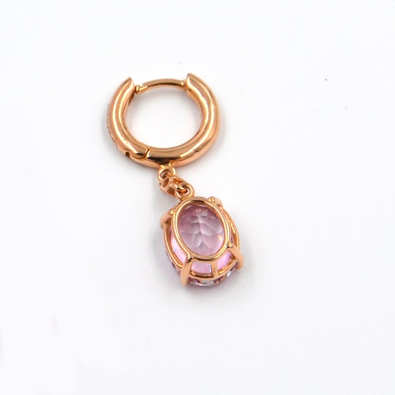 18 Karat Rose Gold Garavelli Earrings Featuring Pink Topaz and Diamonds ...