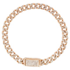 Groumette-Armband aus 18 kt Roségold mit Diamanten und Diamantpavé-Verschluss