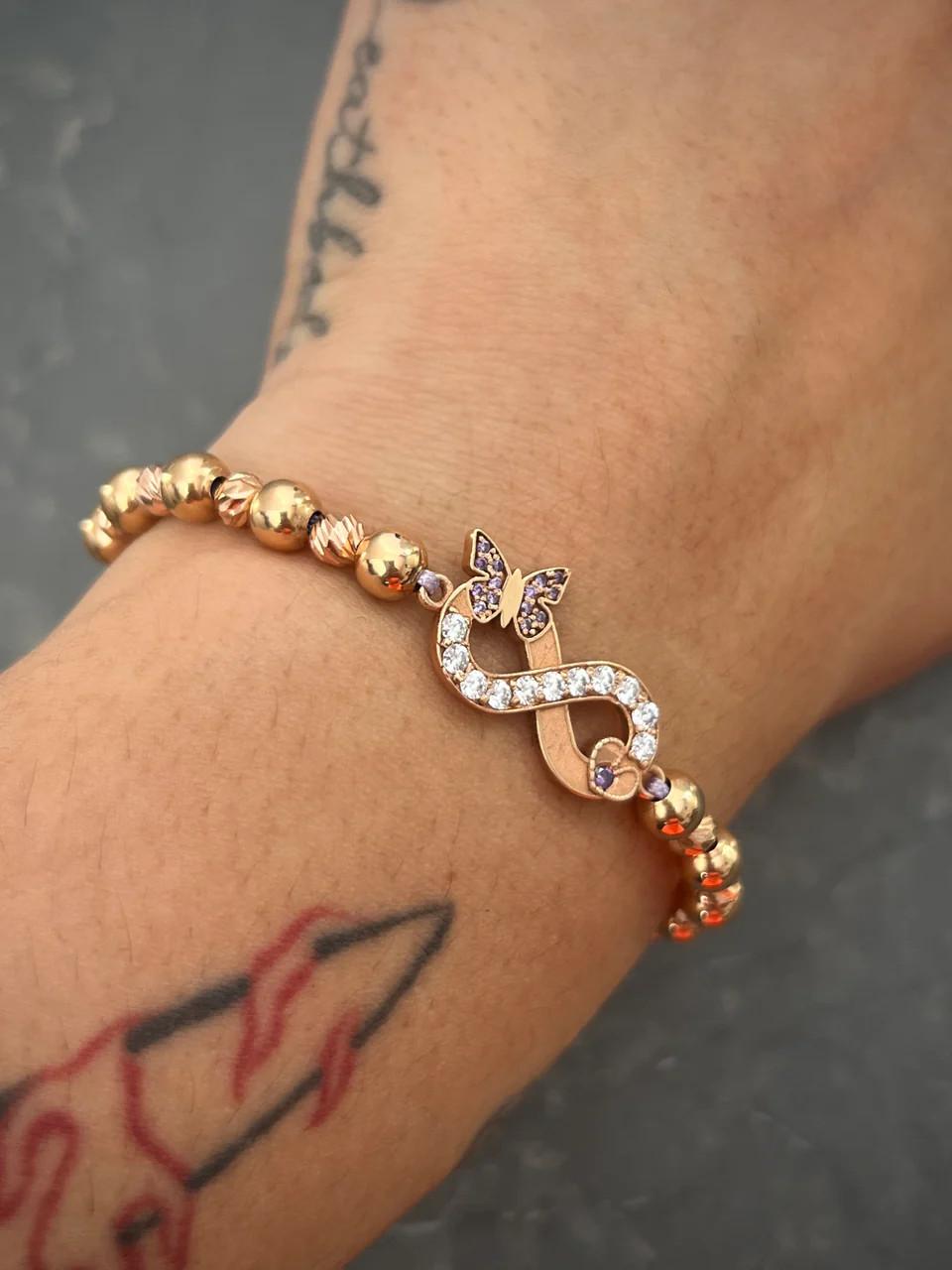 18 Kt Rose Gold Infinity Bracelet For Sale 3