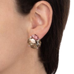 18 Kt Rose Gold Les Gemmes Amethyst Earrings with Amethyst and Diamonds