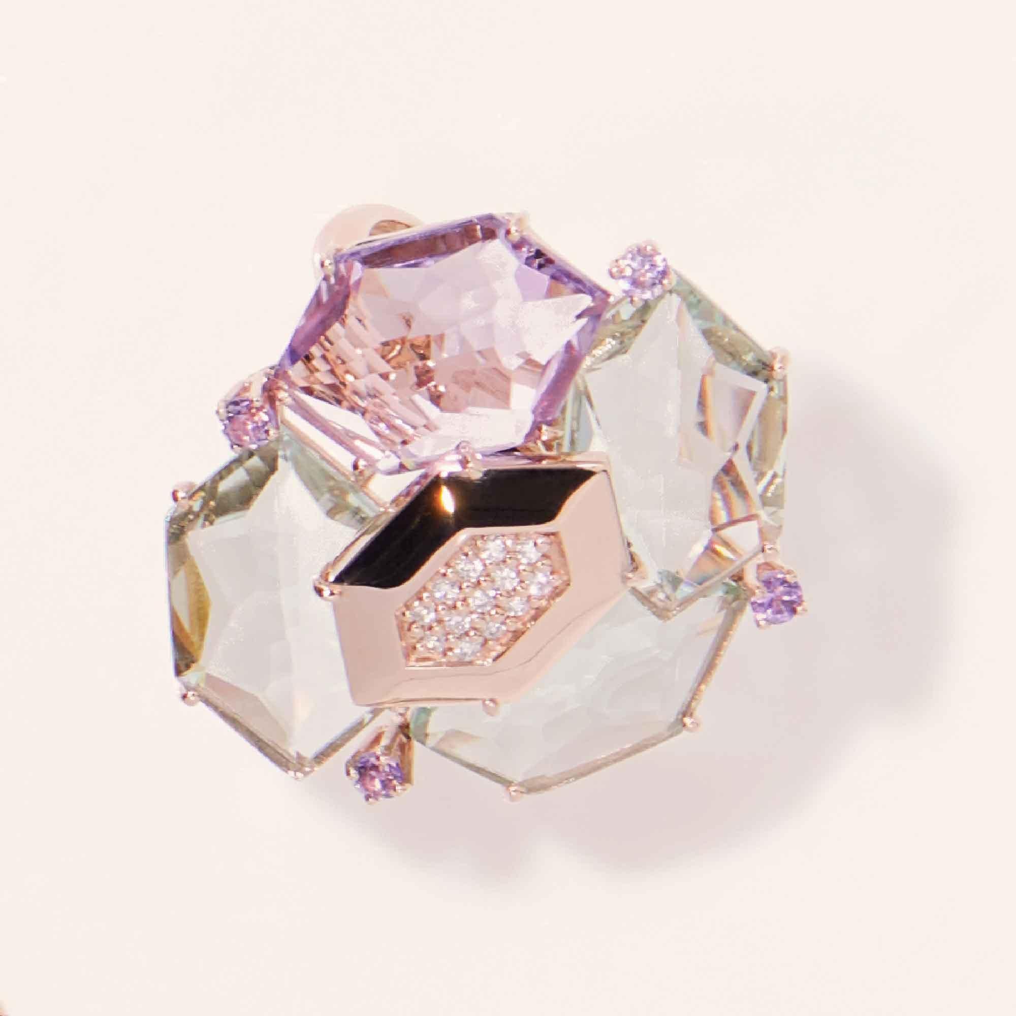 For Sale:  18 kt Rose Gold Les Gemmes Ring with Amethyst and Diamonds 3