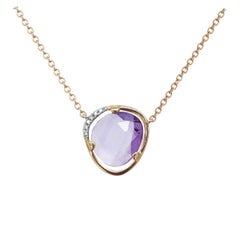 18 Kt rose gold Liberty necklace with amethyst & diamonds