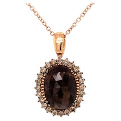 18 Kt Rose Gold Massive Sapphire and Brown Diamond Garavelli Pendant