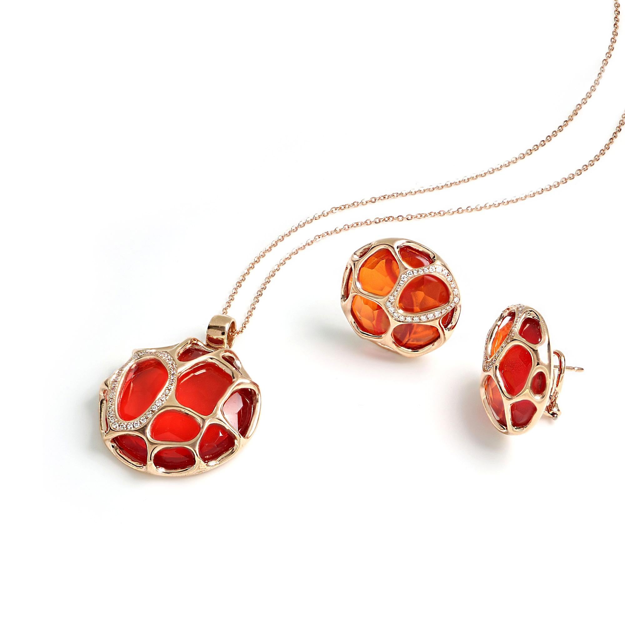 Contemporain Boucles d'oreilles Portofino en or rose 18 carats avec diamants en vente