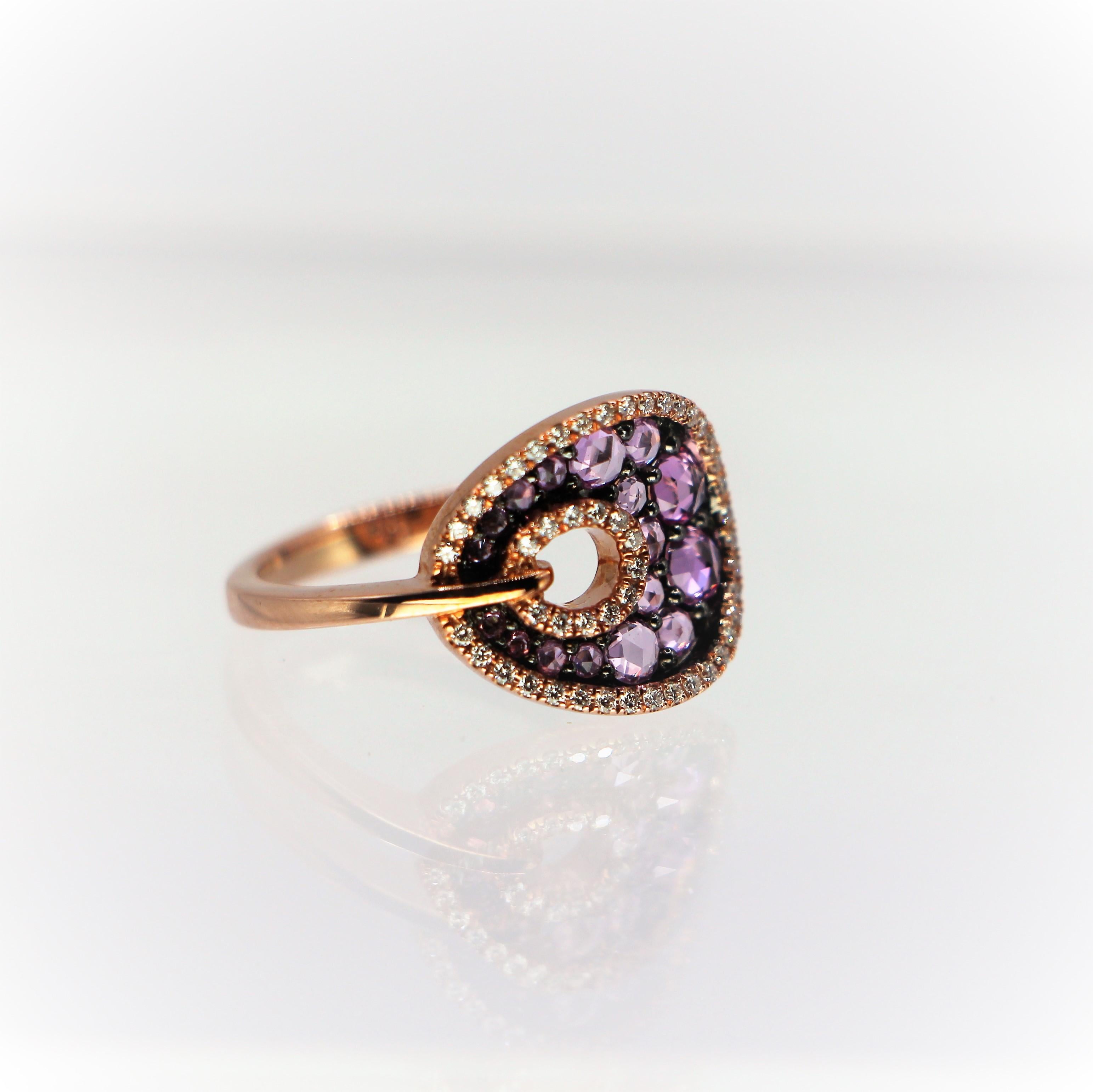 18 Kt Rose Gold Ring with Colored Presious Stones In New Condition For Sale In Athens, GR