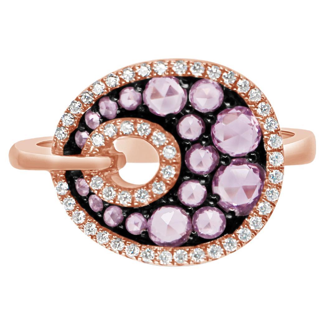 18 Kt Rose Gold Ring with Colored Presious Stones For Sale