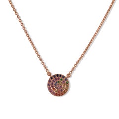 18kt Rose Gold Round Multi-coloured Sapphires, Tsavorite and Amethyst Pendant