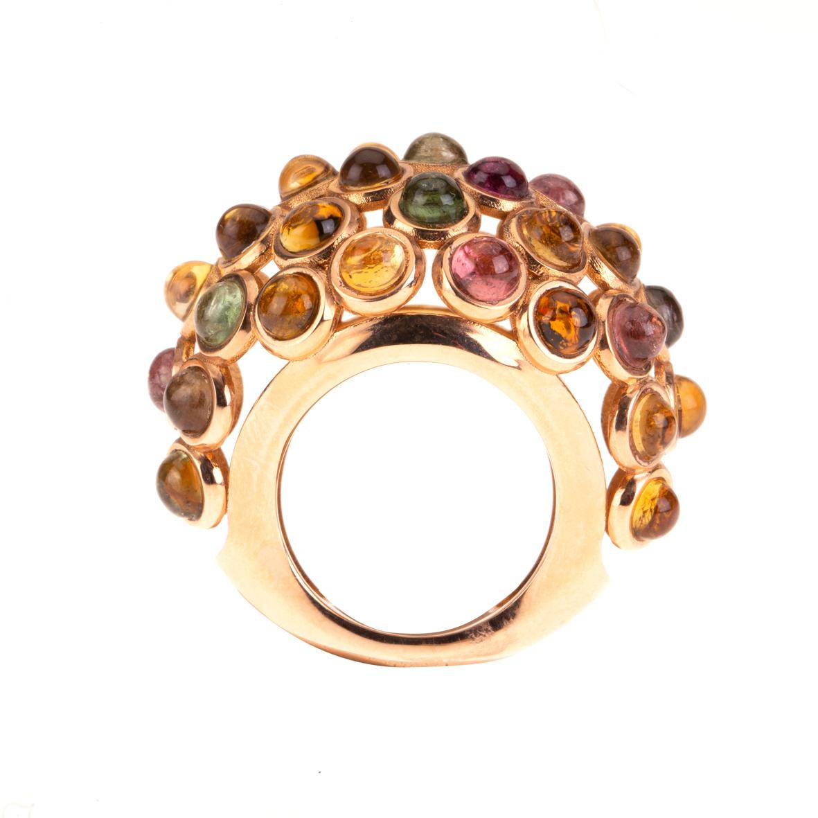 18 Karat Rose Gold Tourmaline Ring In New Condition For Sale In Milan, IT