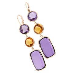 18 Kt Rose Gold with Amethyst and Citrine Fashion Earrings