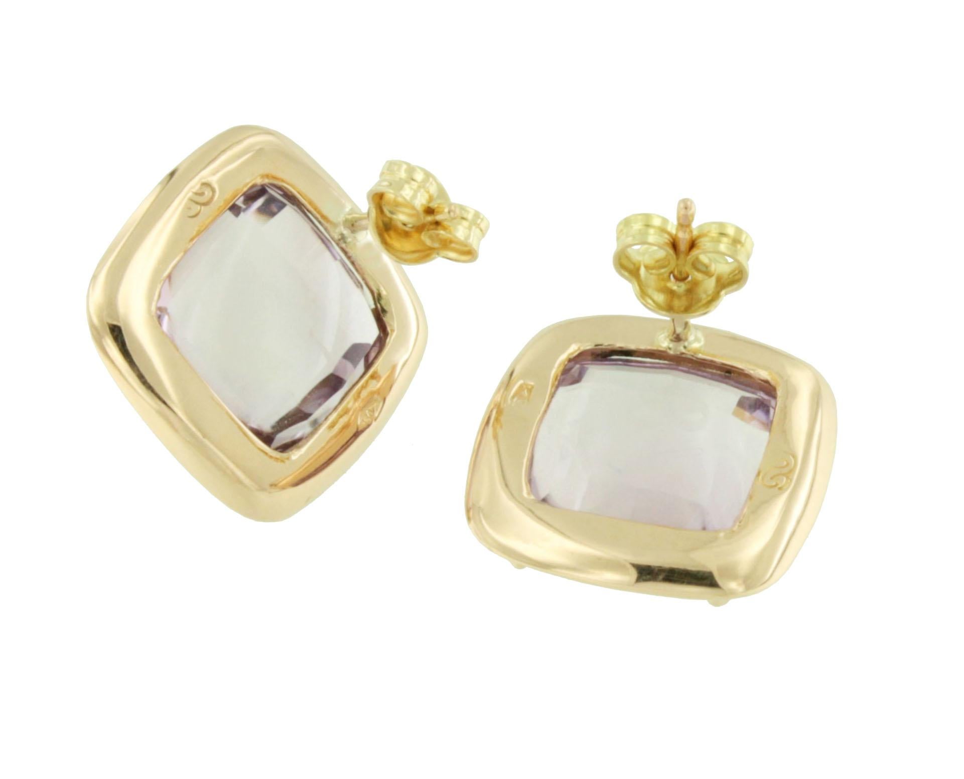 18 Kt Rose Gold mit Amethyst Moderne Made in Italy Mode  Ohrringe für Damen oder Herren im Angebot