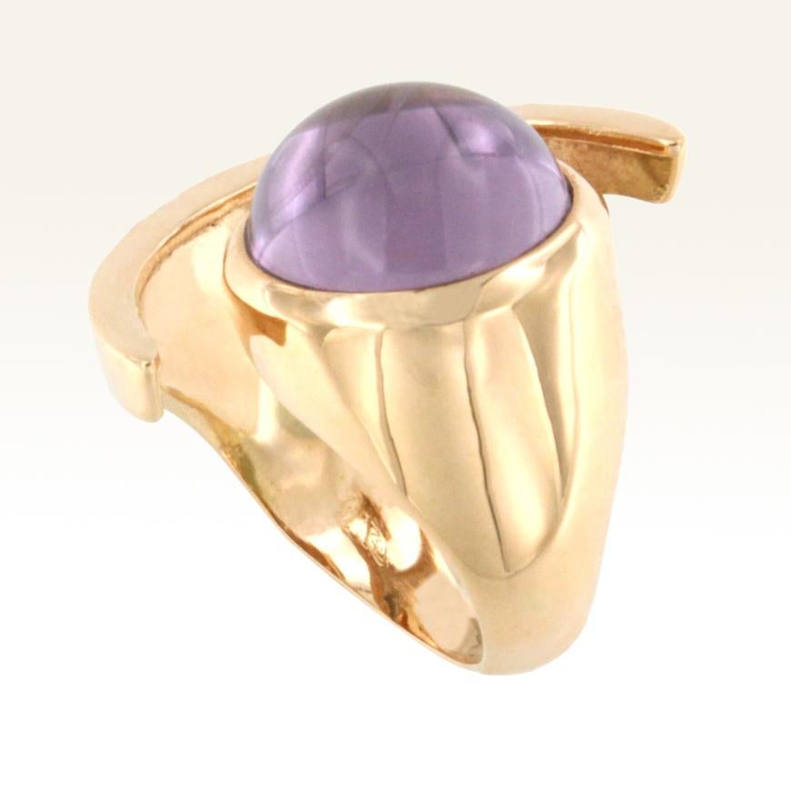 Round Cut 18 Karat Rose Gold with Amethyst Ring For Sale