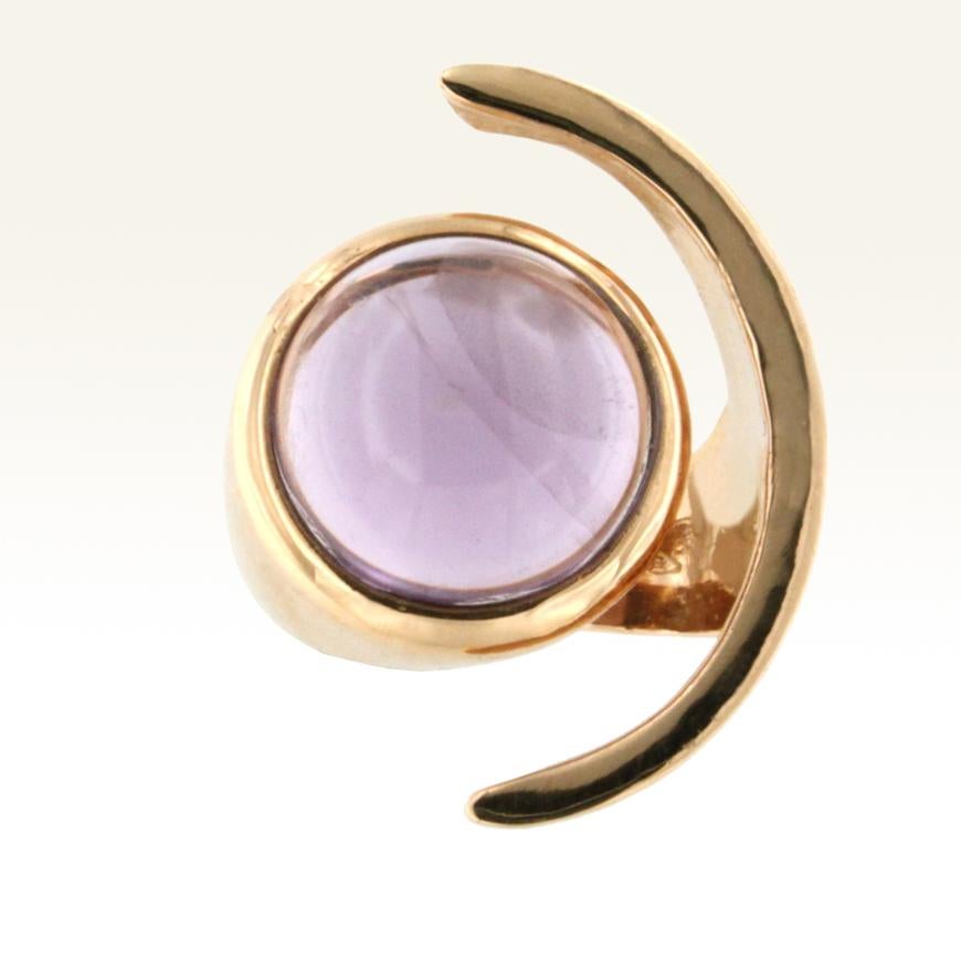 18 Karat Rose Gold with Amethyst Ring In New Condition For Sale In GALLARATE, IT