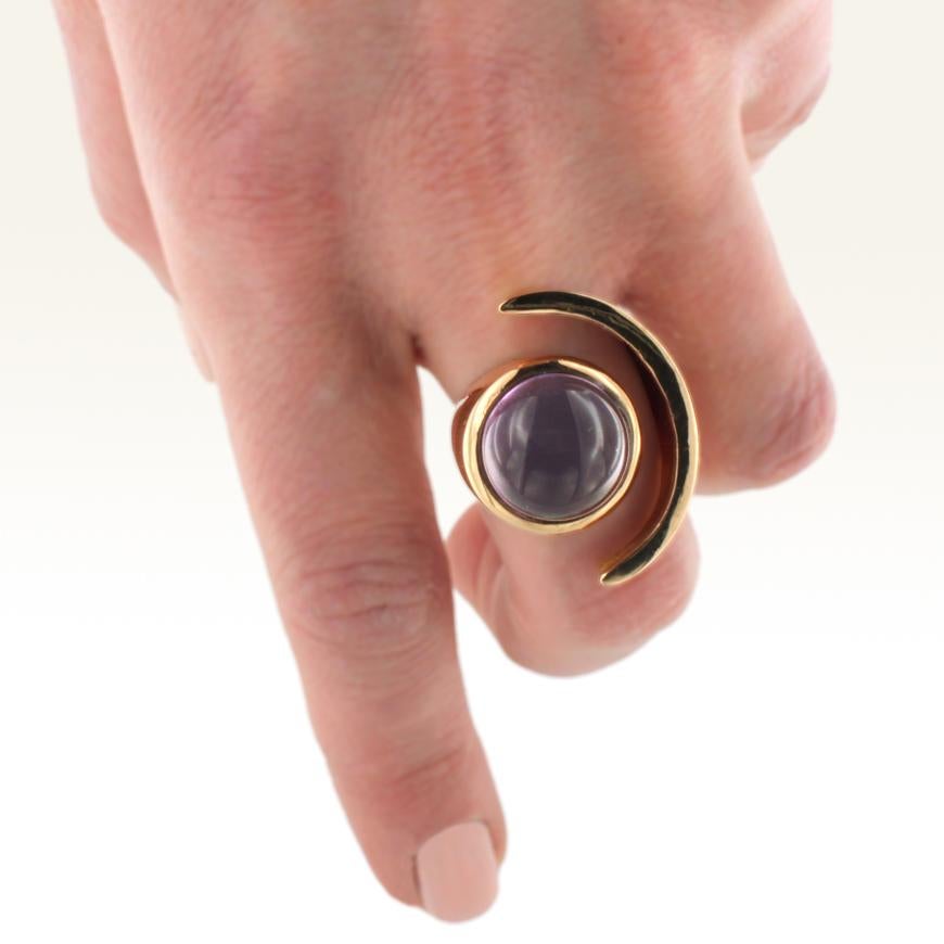 Women's or Men's 18 Karat Rose Gold with Amethyst Ring For Sale