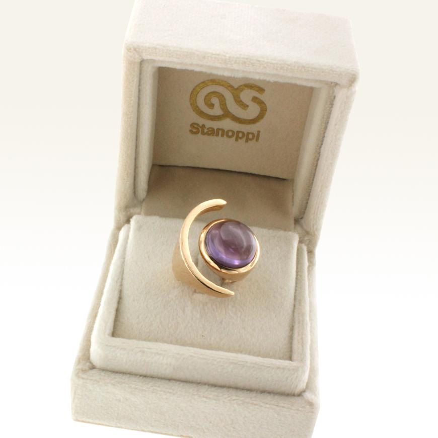18 Karat Rose Gold with Amethyst Ring For Sale 1