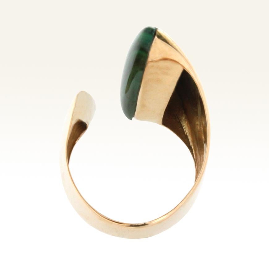 Modern 18 Karat Rose Gold with Malachite Ring For Sale