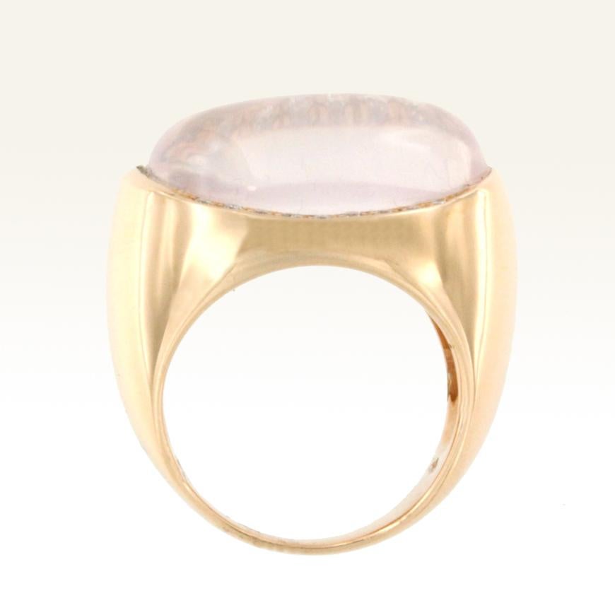 18 Karat Rose Gold with Pink Quartz and White Diamond Ring In New Condition For Sale In GALLARATE, IT