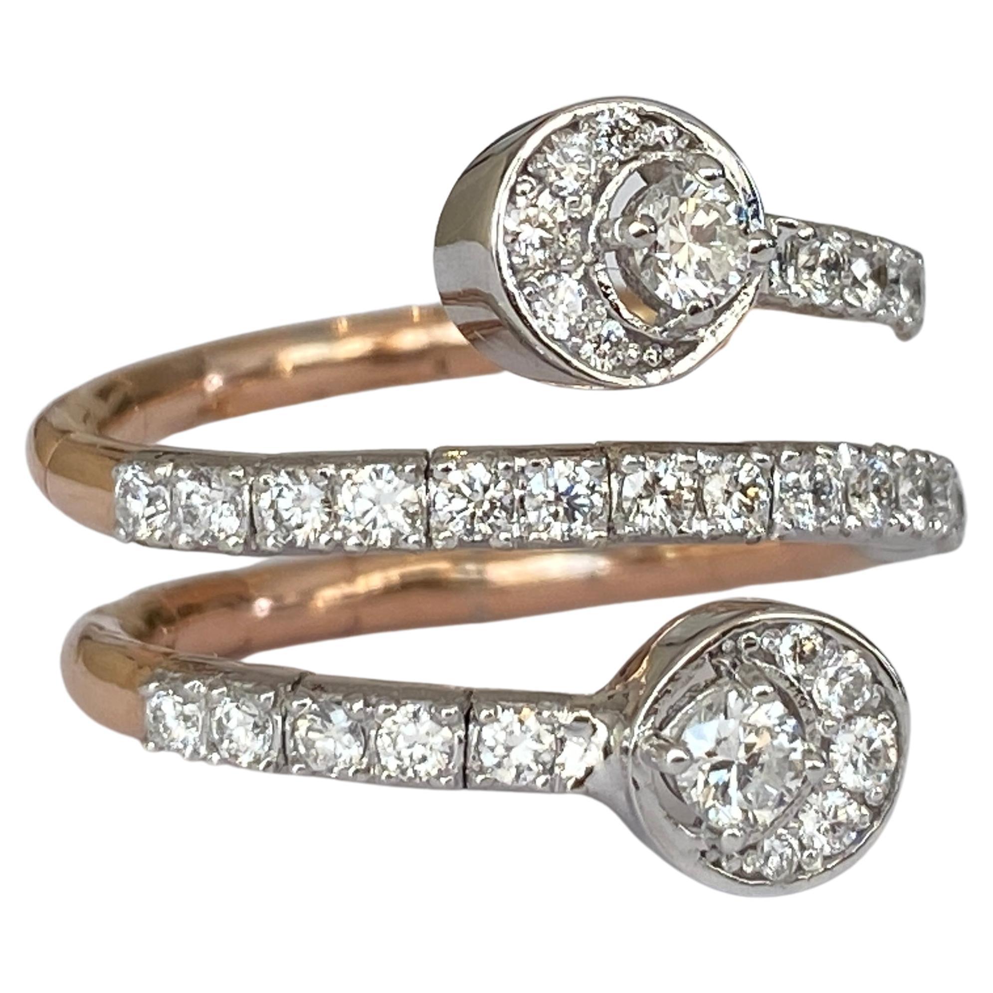 18 Kt. Ring aus Roségold und Weißgold mit Diamanten